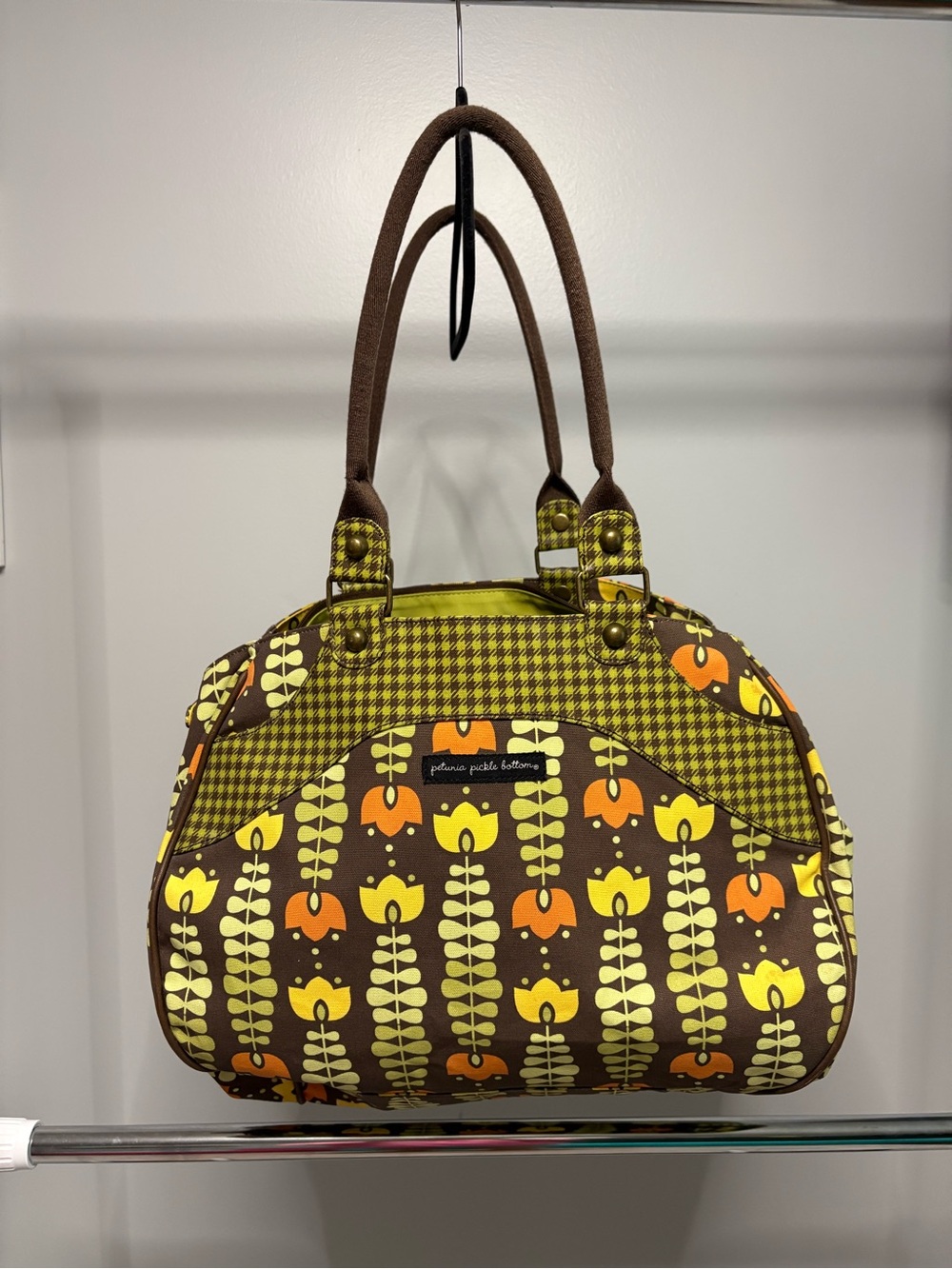Petunia Pickle Bottom Brown, Yellow & Orange Floral Tote